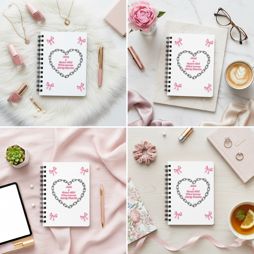 Just a Good Girl Who Loves Dirty Books Spiral Bound Journal | Cute Gift for Book Lovers, Journaling, Stationery, Pink Bows, Fun Reads
