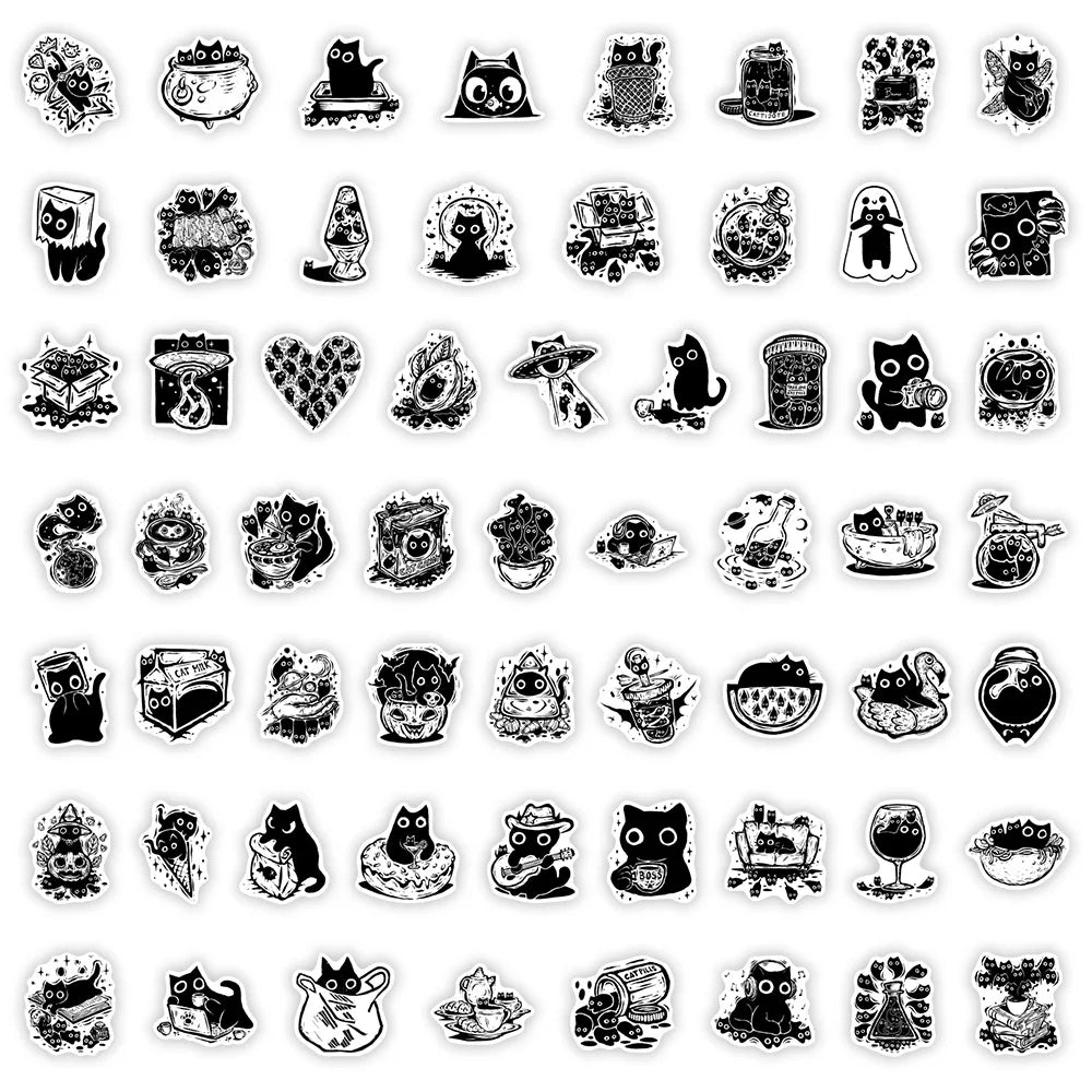 60Pcs Cute Black Cat Stickers Good Girls Club
