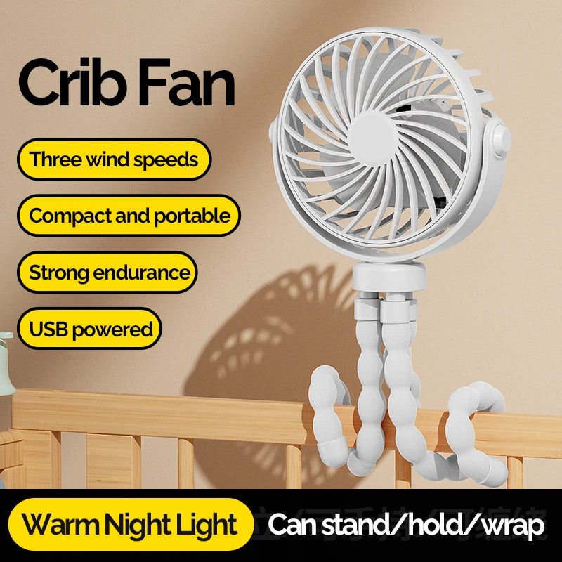 USB Rechargeable Portable Octopus Mini Fan, 3 Speed Handheld Cooling Fan With Hanger, For Stroller, Outdoor, Table, Necklace Good Girls Club