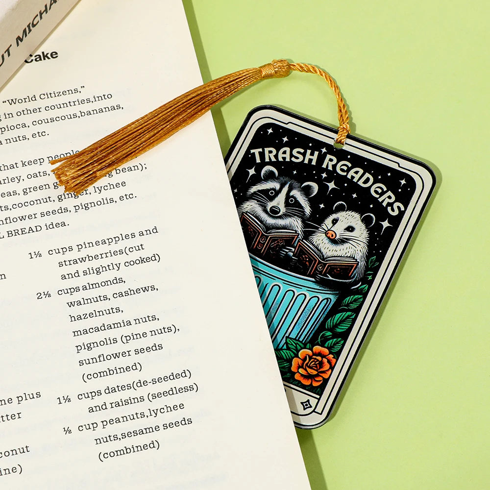 Cute Raccoon'Trash Readers' Bookmark with Tassel Accessory for Bookworms, Ideal for Gifting, Book Clubs, & Personal Reading Good Girls Club