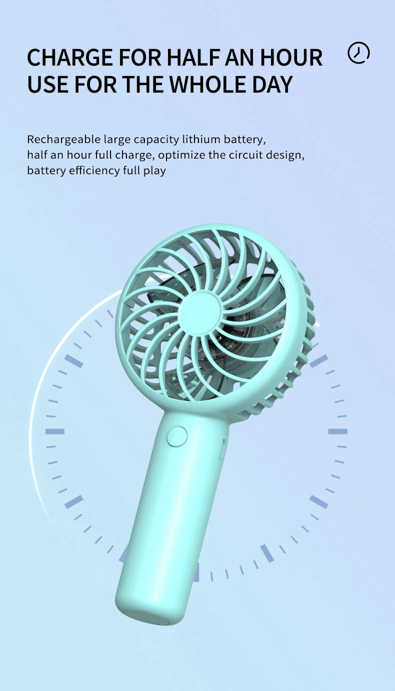 1200mAh Mini Portable FansHandheld USB Rechargeable Quiet Handheld FanAir cooler Outdoor Travel Hand Fans ventilation Fan Good Girls Club