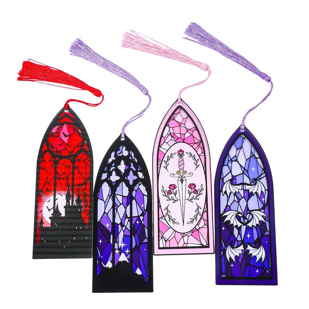 1/4 set of Gothic colored glass acrylic tassel portable bookmarks, cool party decorations/holiday gifts. Good Girls Club