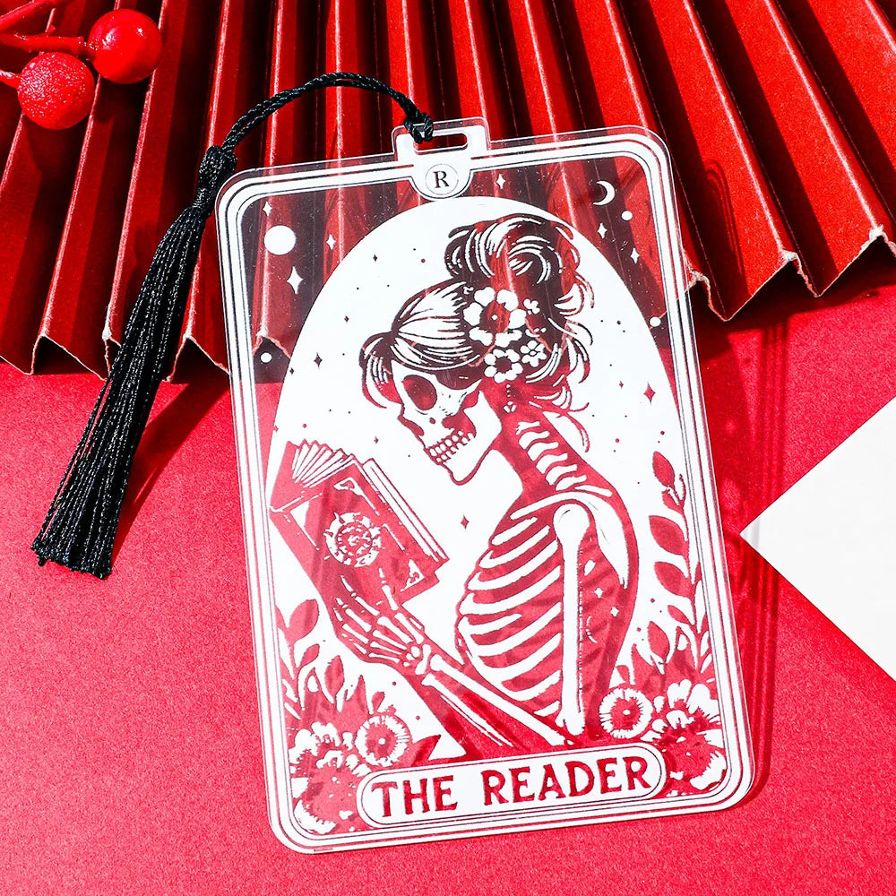 1/2pc New Gothic Style Acrylic Bookmarks, Clear Skull Man Pattern Bookmarks, Stationery Book Accessories Reading Markers, Gifts Good Girls Club
