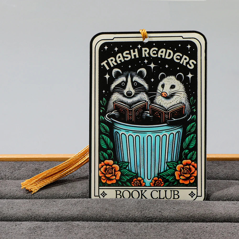 Cute Raccoon'Trash Readers' Bookmark with Tassel Accessory for Bookworms, Ideal for Gifting, Book Clubs, & Personal Reading Good Girls Club