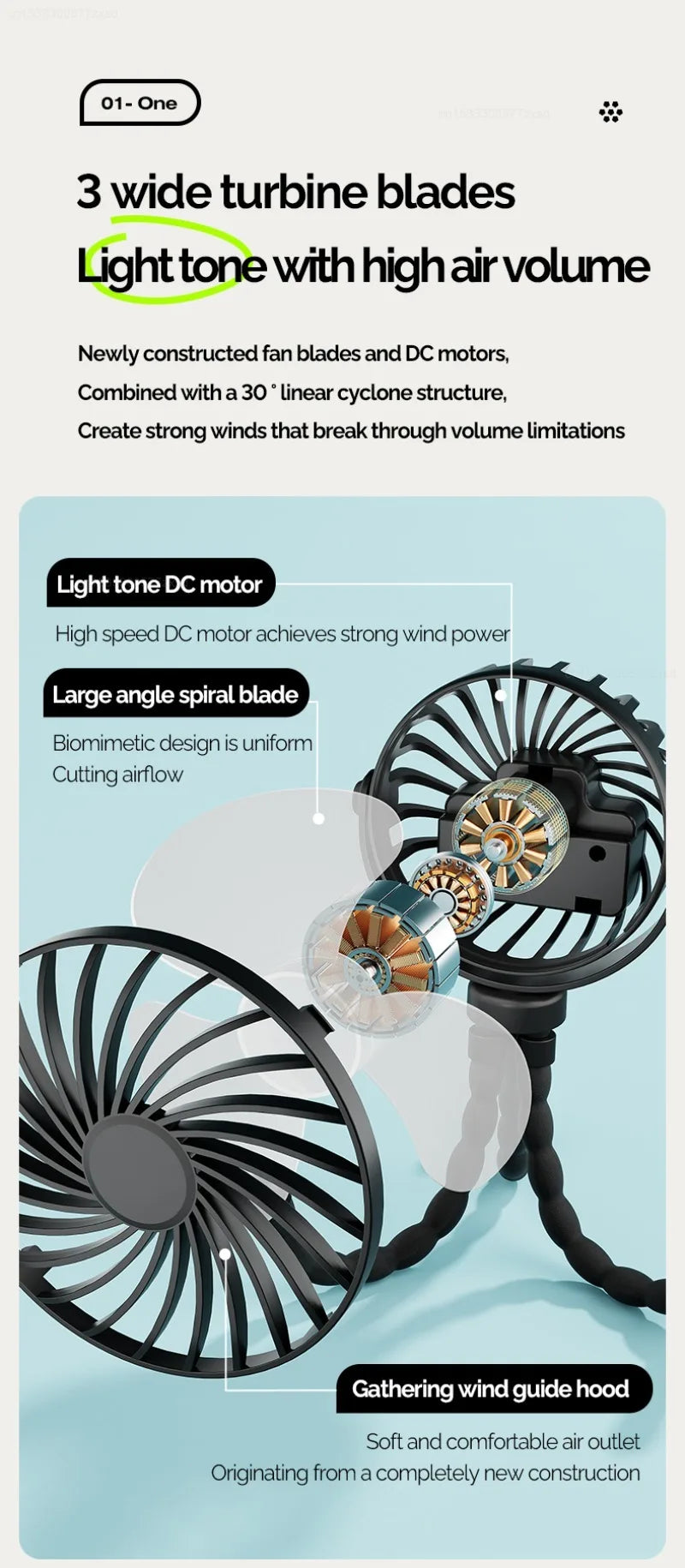 USB Rechargeable Portable Octopus Mini Fan, 3 Speed Handheld Cooling Fan With Hanger, For Stroller, Outdoor, Table, Necklace Good Girls Club