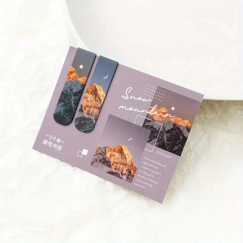 2pcs Forest Landscape Magnetic Bookmark For Pages Books Readers Good Girls Club