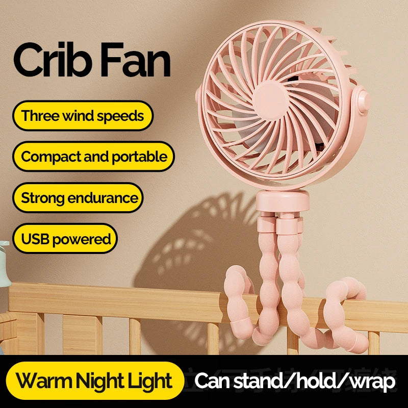 USB Rechargeable Portable Octopus Mini Fan, 3 Speed Handheld Cooling Fan With Hanger, For Stroller, Outdoor, Table, Necklace Good Girls Club