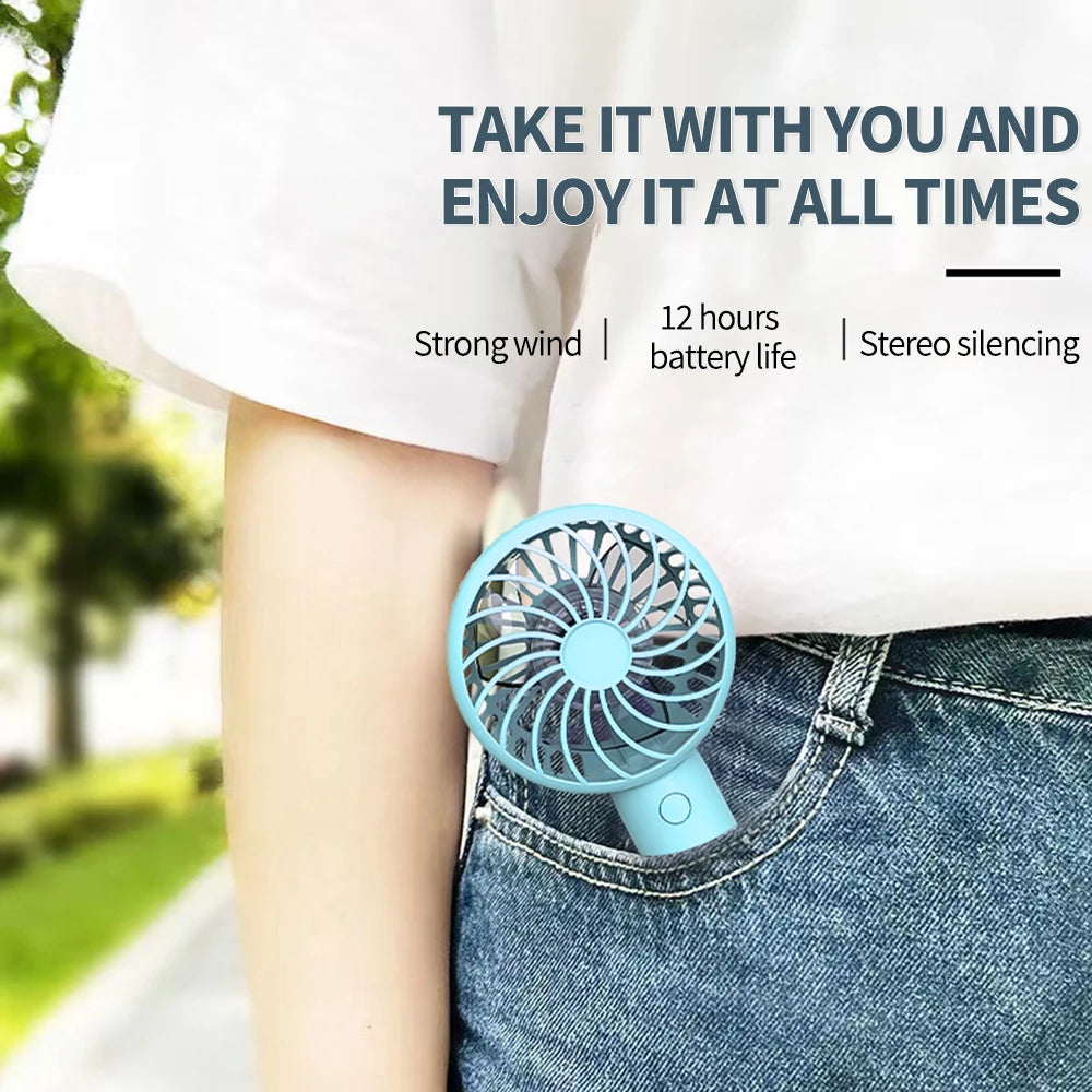 1200mAh Mini Portable FansHandheld USB Rechargeable Quiet Handheld FanAir cooler Outdoor Travel Hand Fans ventilation Fan Good Girls Club