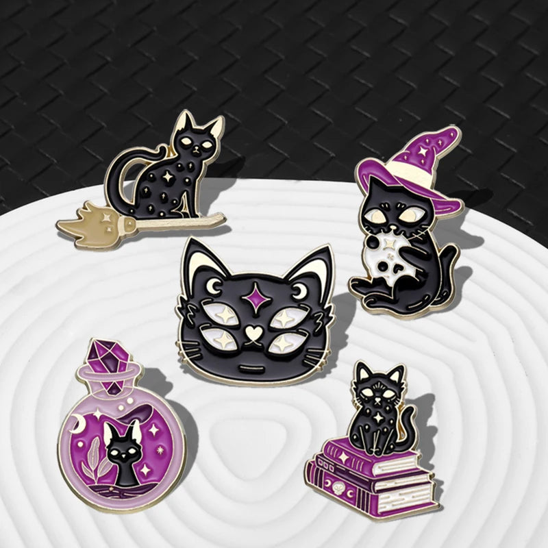 Witchy Black Cat Pins 1Pc Good Girls Club