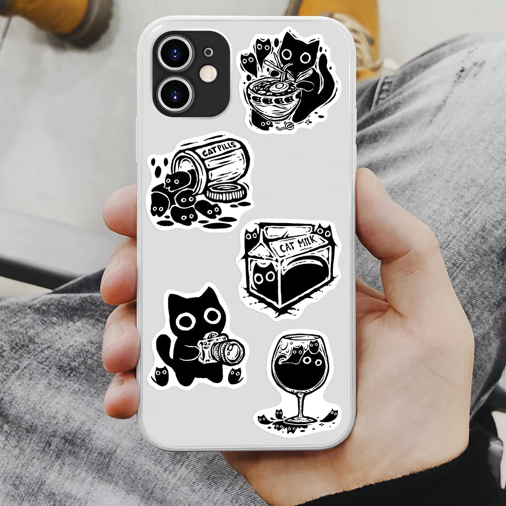 60Pcs Cute Black Cat Stickers Good Girls Club
