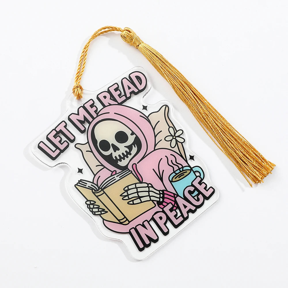 1/2pc New Gothic Style Acrylic Bookmarks, Clear Skull Man Pattern Bookmarks, Stationery Book Accessories Reading Markers, Gifts Good Girls Club