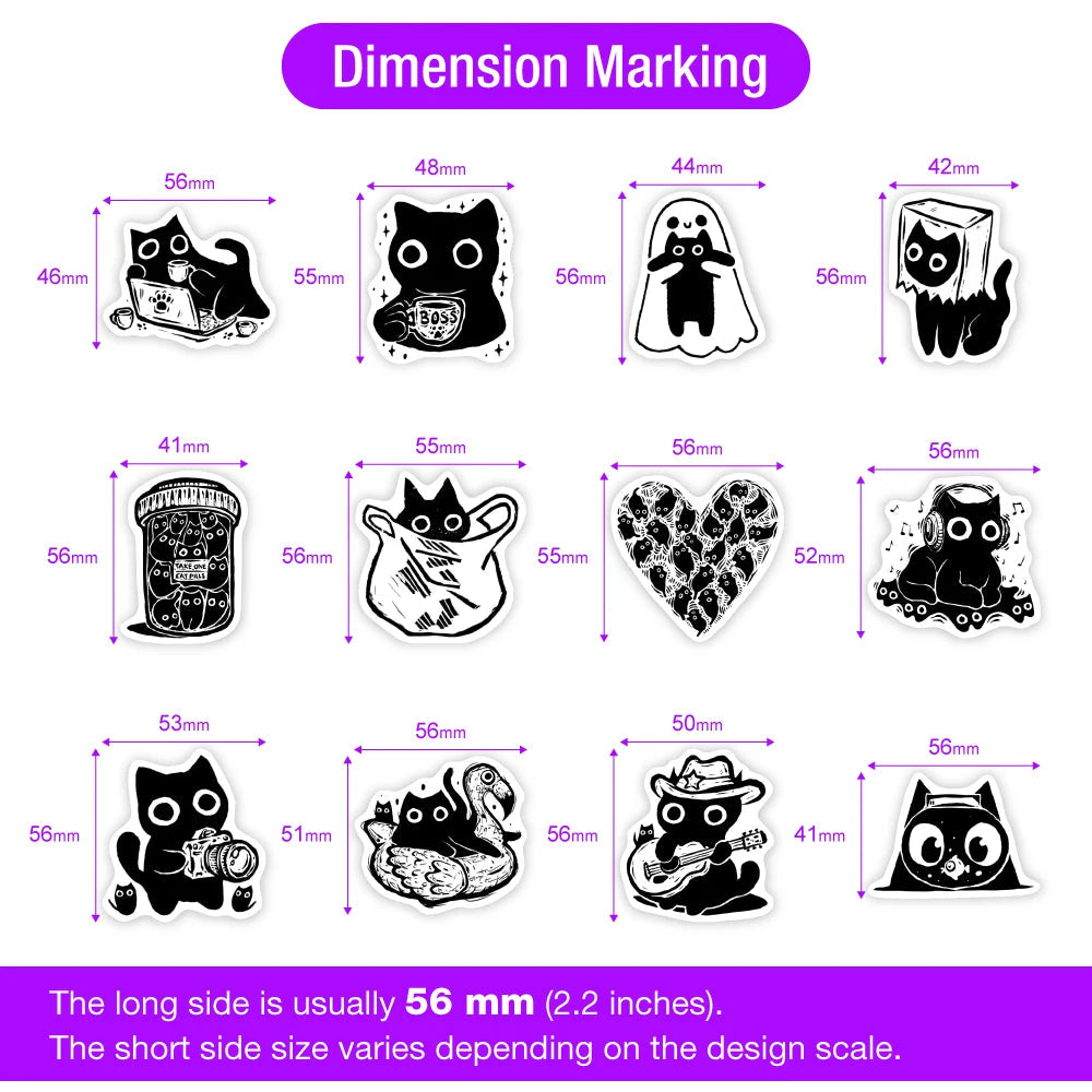 60Pcs Cute Black Cat Stickers Good Girls Club