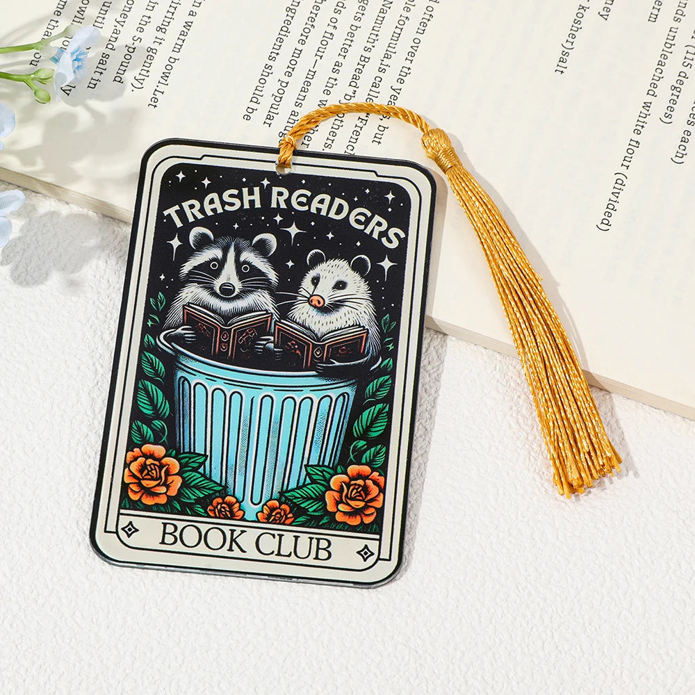 Cute Raccoon'Trash Readers' Bookmark with Tassel Accessory for Bookworms, Ideal for Gifting, Book Clubs, & Personal Reading Good Girls Club