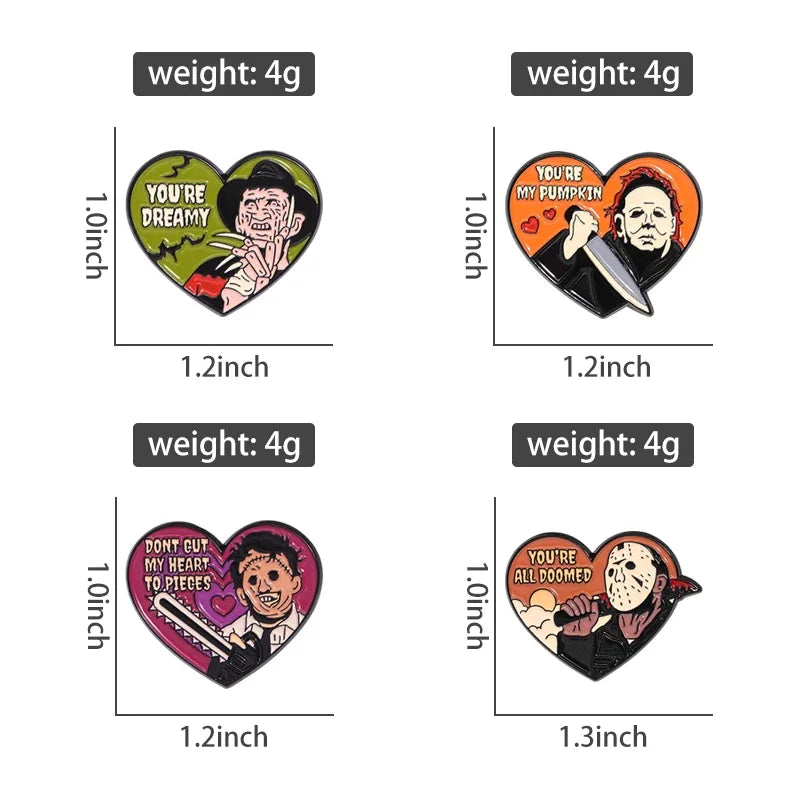 Halloween Horror Sweet Heart Shape Pin 1pc