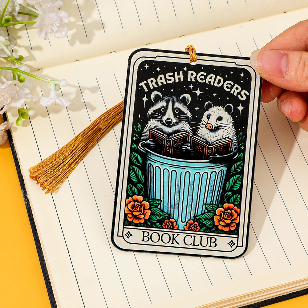 Cute Raccoon'Trash Readers' Bookmark with Tassel Accessory for Bookworms, Ideal for Gifting, Book Clubs, & Personal Reading Good Girls Club