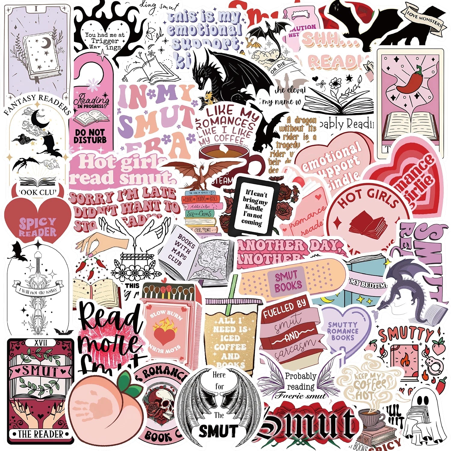 52pcs Bookish Smutty Reading Stickers Good Girls Club