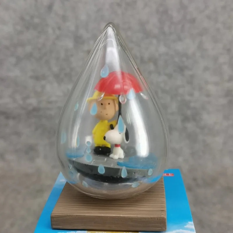 Snoopy Scene Blind Box Toys Bottle Weather Bottle Miniature Spike Andy Anime Figures Doll Model Toys Collect Ornaments