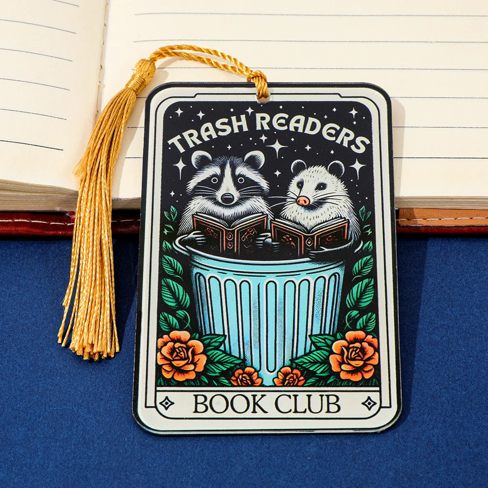 Cute Raccoon'Trash Readers' Bookmark with Tassel Accessory for Bookworms, Ideal for Gifting, Book Clubs, & Personal Reading Good Girls Club