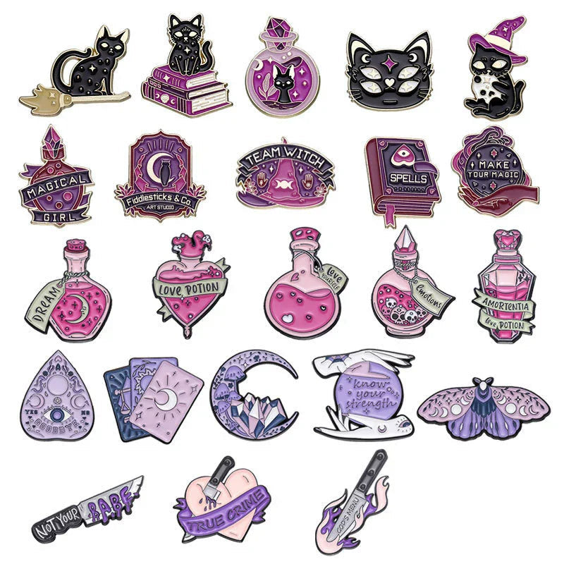 Witchy Black Cat Pins 1Pc Good Girls Club