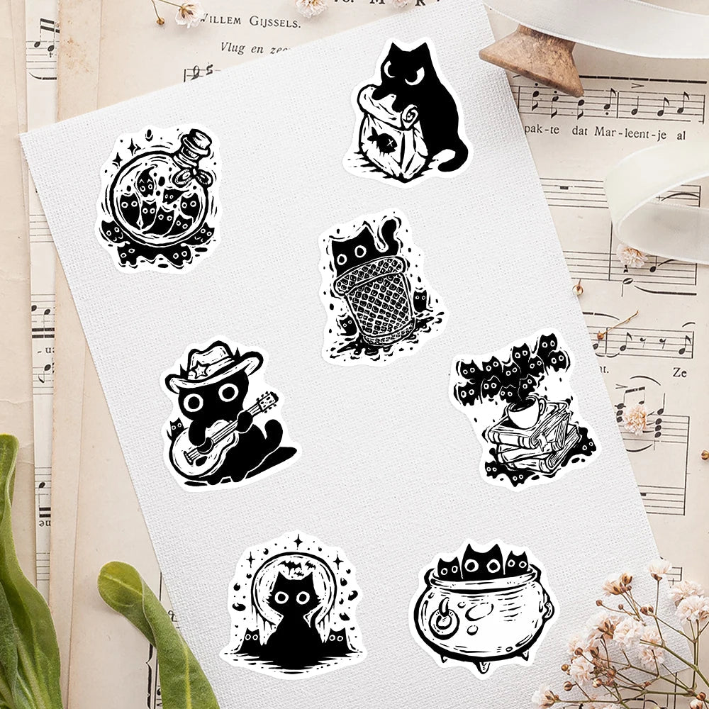 60Pcs Cute Black Cat Stickers Good Girls Club