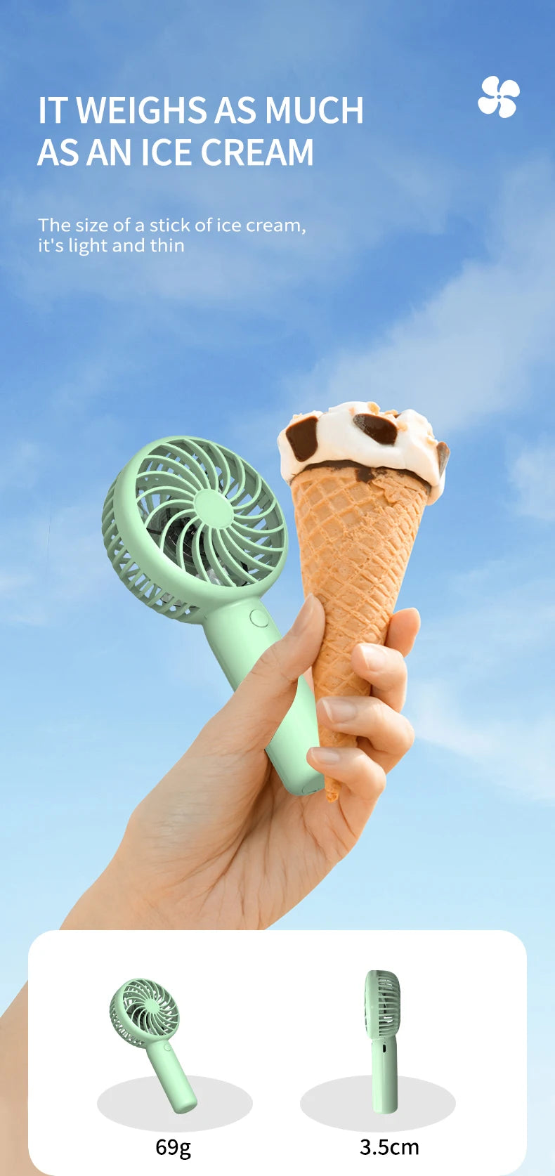 1200mAh Mini Portable FansHandheld USB Rechargeable Quiet Handheld FanAir cooler Outdoor Travel Hand Fans ventilation Fan Good Girls Club