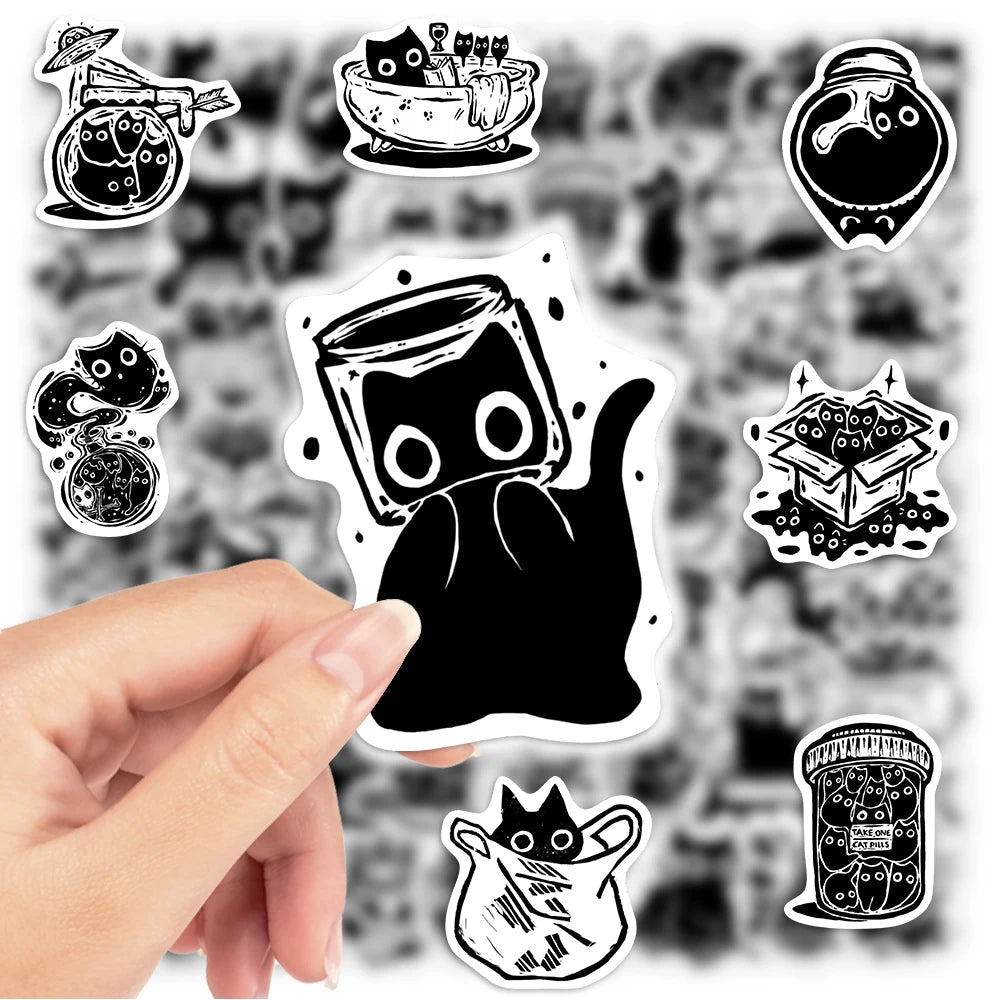 60Pcs Cute Black Cat Stickers Good Girls Club