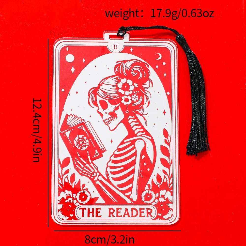 1/2pc New Gothic Style Acrylic Bookmarks, Clear Skull Man Pattern Bookmarks, Stationery Book Accessories Reading Markers, Gifts Good Girls Club