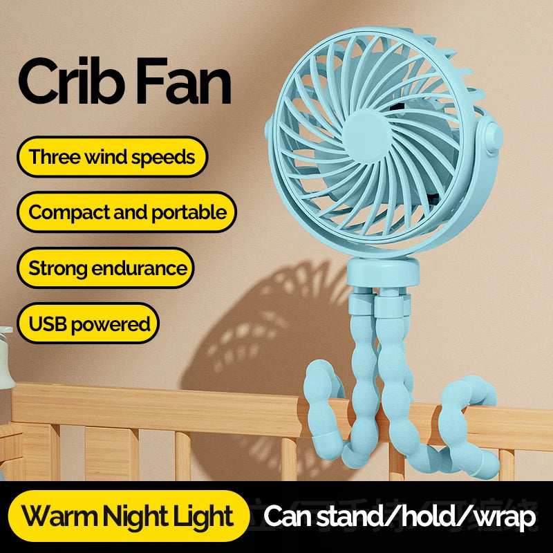 USB Rechargeable Portable Octopus Mini Fan, 3 Speed Handheld Cooling Fan With Hanger, For Stroller, Outdoor, Table, Necklace Good Girls Club