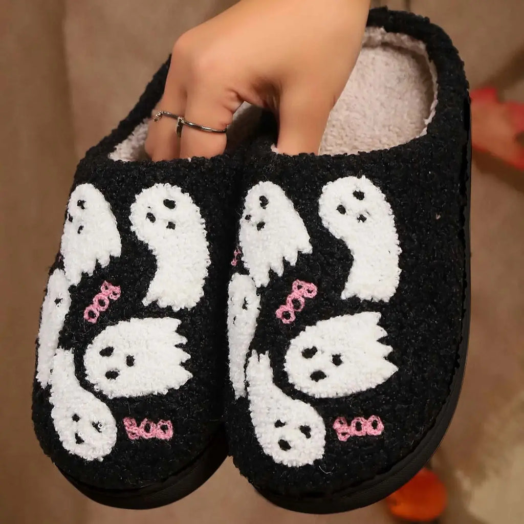 Cute Ghost Slippers for Women Non-Slip Warm Comfortable Indoor Halloween Slippers for Winter Good Girls Club