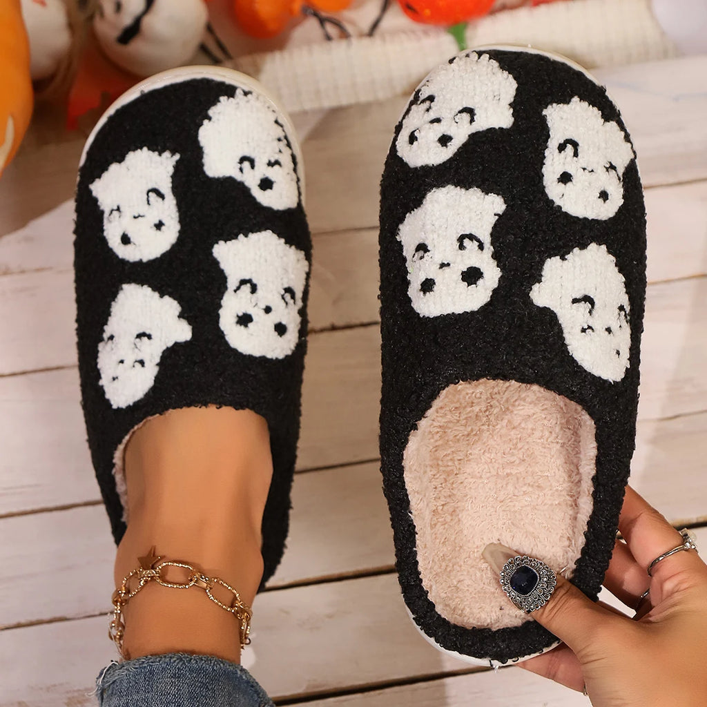 Cute Ghost Slippers for Women Non-Slip Warm Comfortable Indoor Halloween Slippers for Winter Good Girls Club