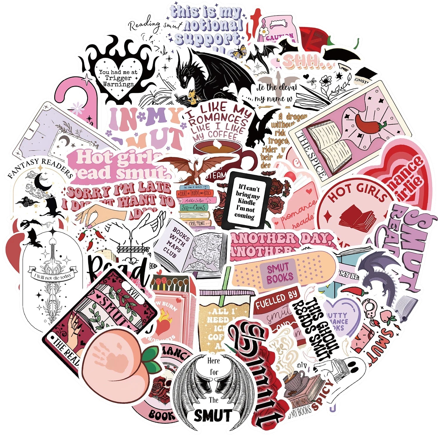 52pcs Bookish Smutty Reading Stickers Good Girls Club