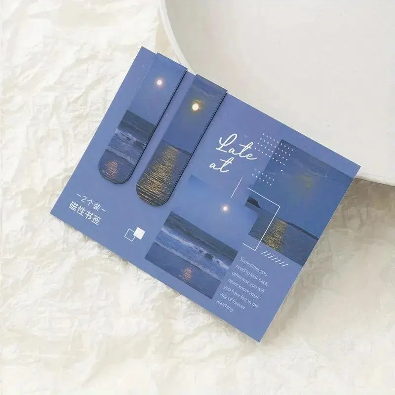 2pcs Forest Landscape Magnetic Bookmark For Pages Books Readers Good Girls Club