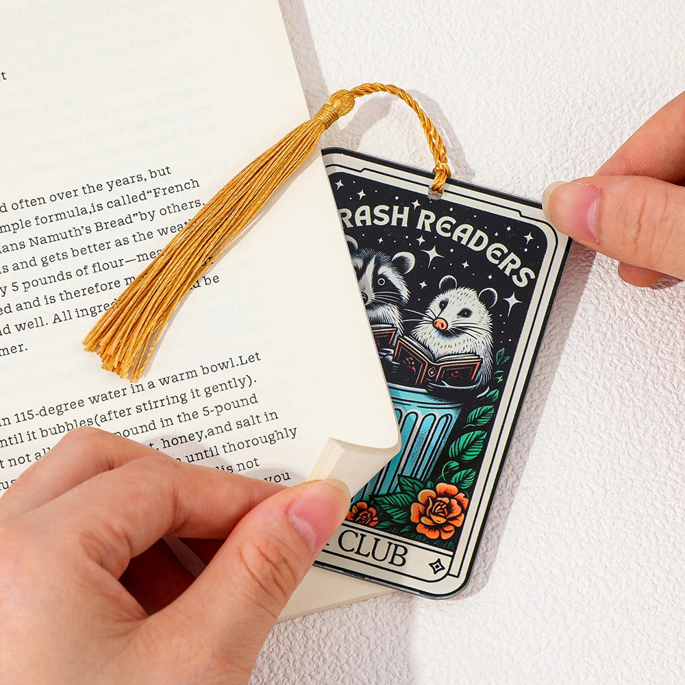 Cute Raccoon'Trash Readers' Bookmark with Tassel Accessory for Bookworms, Ideal for Gifting, Book Clubs, & Personal Reading Good Girls Club
