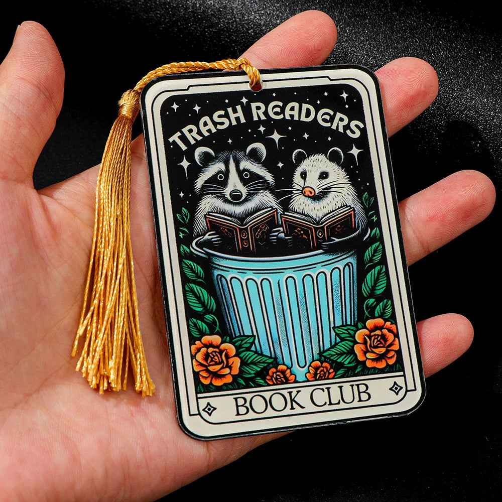 Cute Raccoon'Trash Readers' Bookmark with Tassel Accessory for Bookworms, Ideal for Gifting, Book Clubs, & Personal Reading Good Girls Club