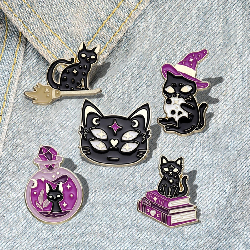 Witchy Black Cat Pins 1Pc Good Girls Club