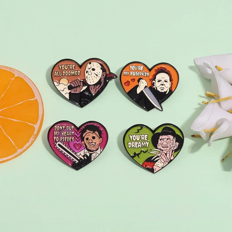 Halloween Horror Sweet Heart Shape Pin 1pc