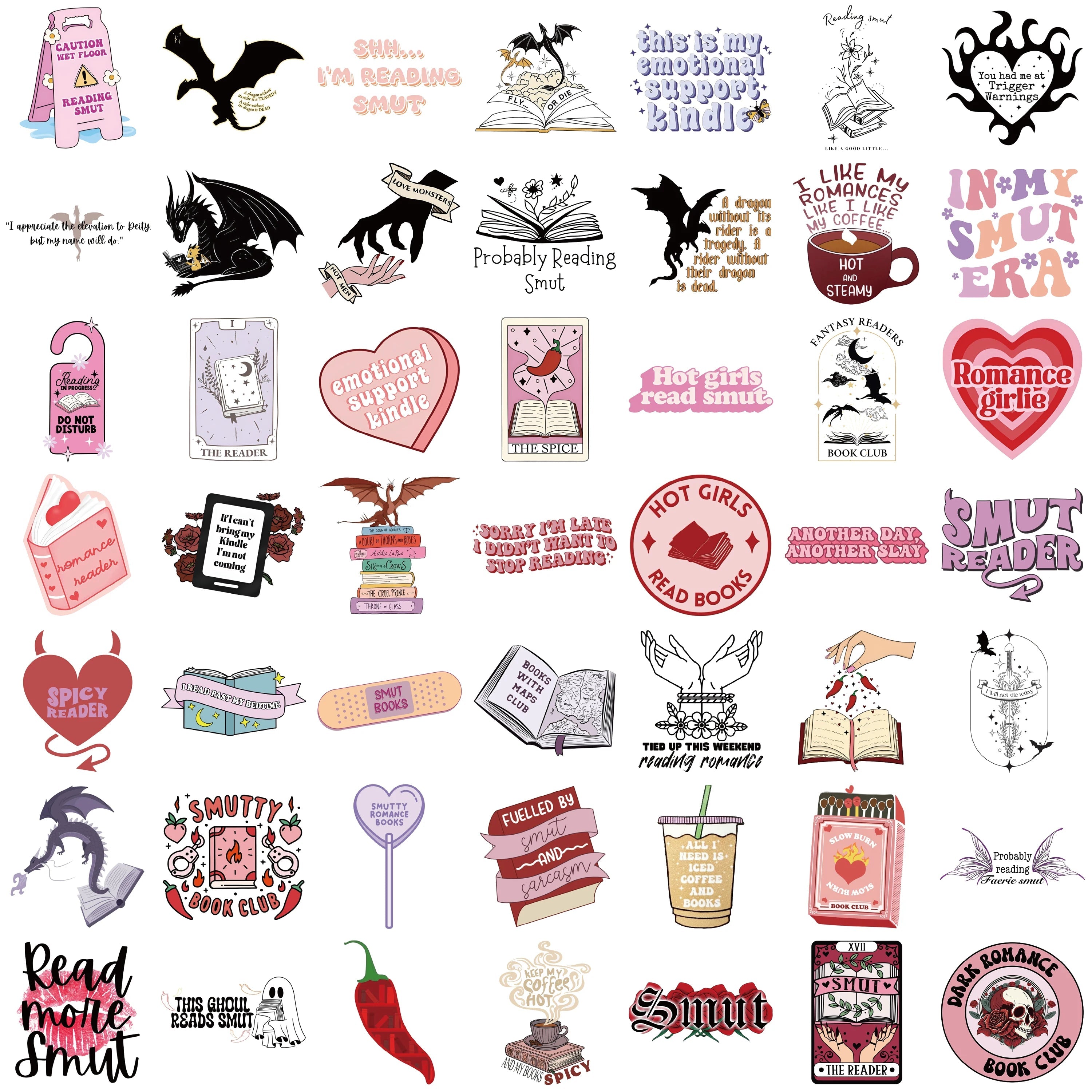 52pcs Bookish Smutty Reading Stickers Good Girls Club