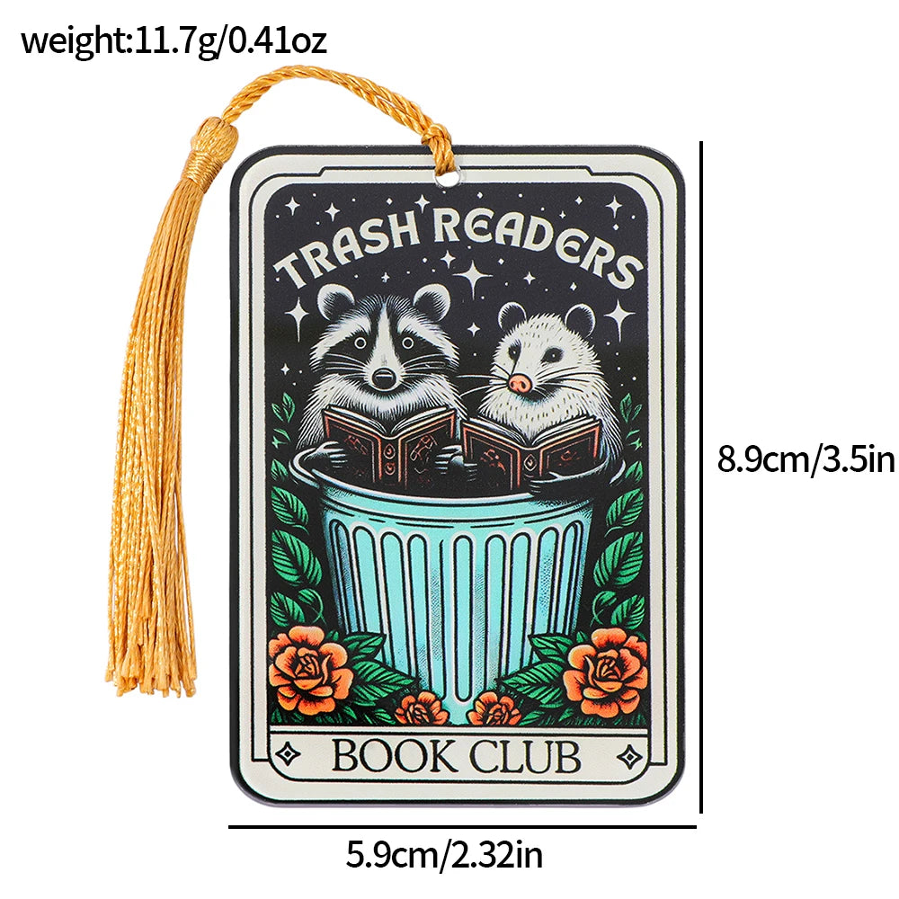 Cute Raccoon'Trash Readers' Bookmark with Tassel Accessory for Bookworms, Ideal for Gifting, Book Clubs, & Personal Reading Good Girls Club
