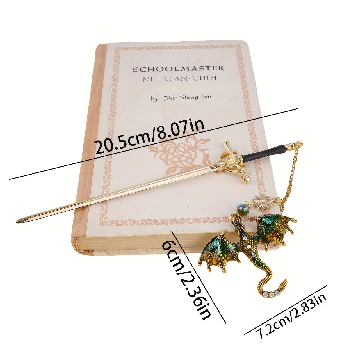 1Pc Sword and Dragon Alloy Bookmark, Gift for Reading Fans, Silver and Gold Fantasy Metal Pendant, Ideal Accessories for Readers, Holiday Hanging Decorations. Good Girls Club