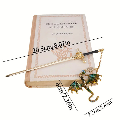1Pc Sword and Dragon Alloy Bookmark, Gift for Reading Fans, Silver and Gold Fantasy Metal Pendant, Ideal Accessories for Readers, Holiday Hanging Decorations. Good Girls Club