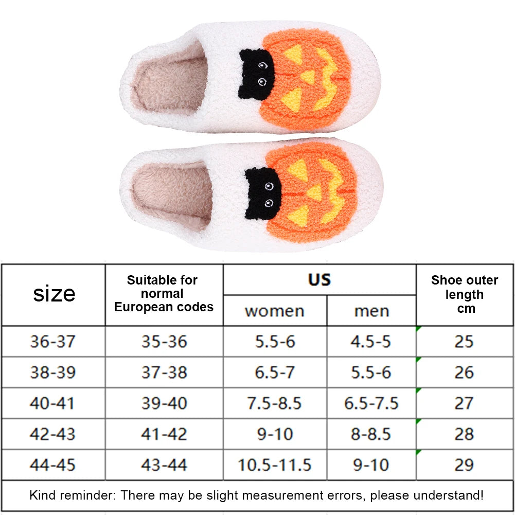 Halloween Pumpkin Cat Slippers Plush Closed Toe Slippers Flat Thermal Slippers Fuzzy Pumpkin Slippers for Outdoor Indoor Bedroom Good Girls Club