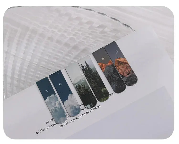 2pcs Forest Landscape Magnetic Bookmark For Pages Books Readers Good Girls Club