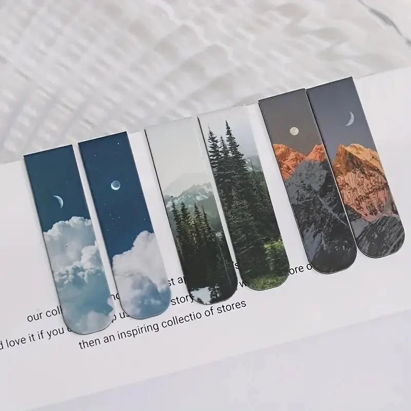2pcs Forest Landscape Magnetic Bookmark For Pages Books Readers Good Girls Club