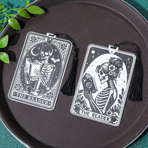 1/2pc New Gothic Style Acrylic Bookmarks, Clear Skull Man Pattern Bookmarks, Stationery Book Accessories Reading Markers, Gifts Good Girls Club