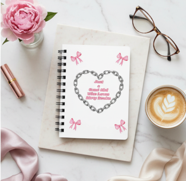 Just a Good Girl Who Loves Dirty Books Spiral Bound Journal | Cute Gift for Book Lovers, Journaling, Stationery, Pink Bows, Fun Reads